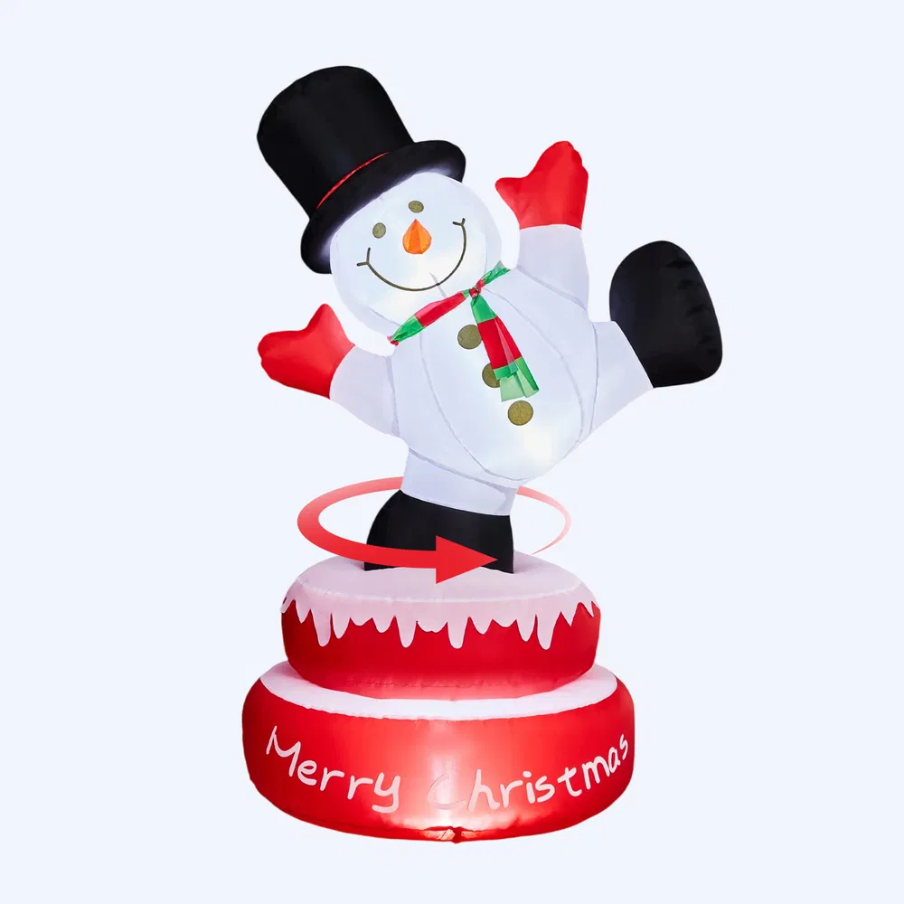 4.8FT Lighted Christmas Inflatable Decoration, Large Rotating Snowman with Motor, Funny Blow Up Yard…