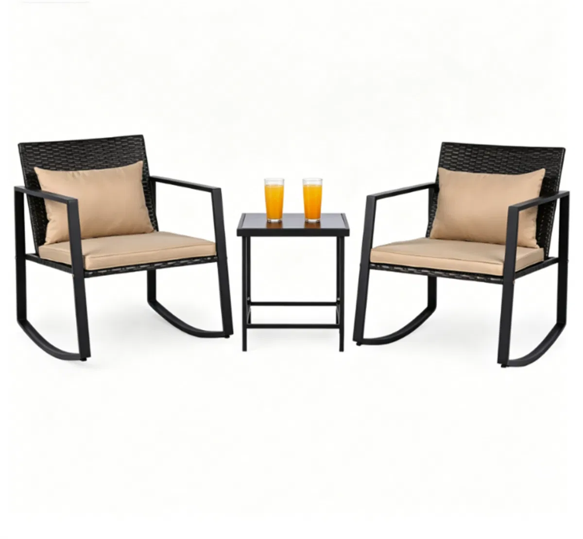 3-Piece Outdoor Wicker Rocking Chair Set