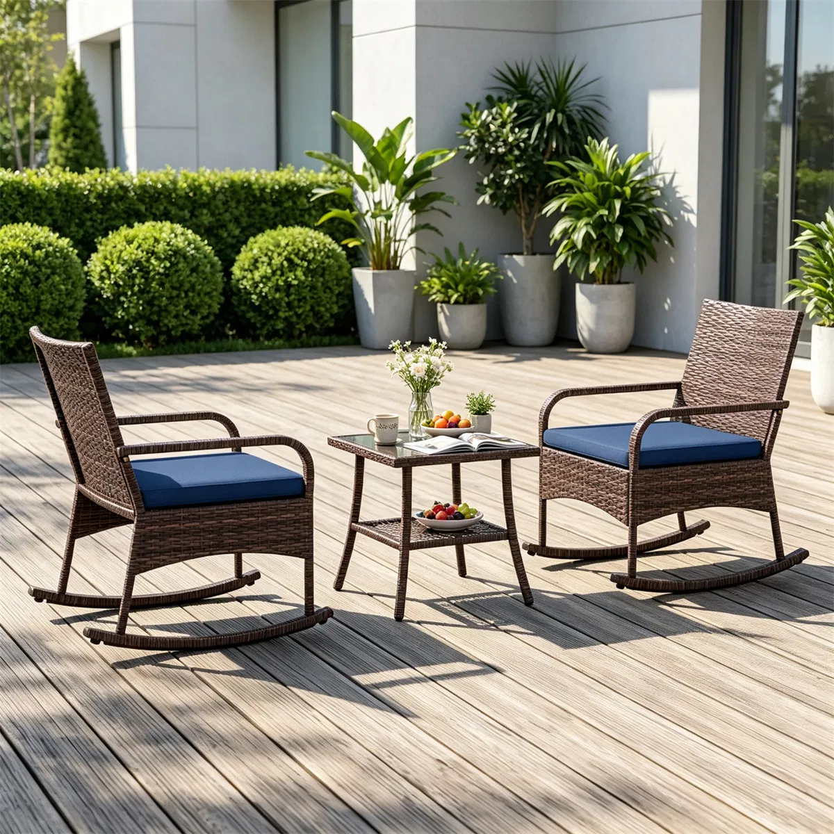 PE Wicker Rocking Chair Set, picture 4 of 5