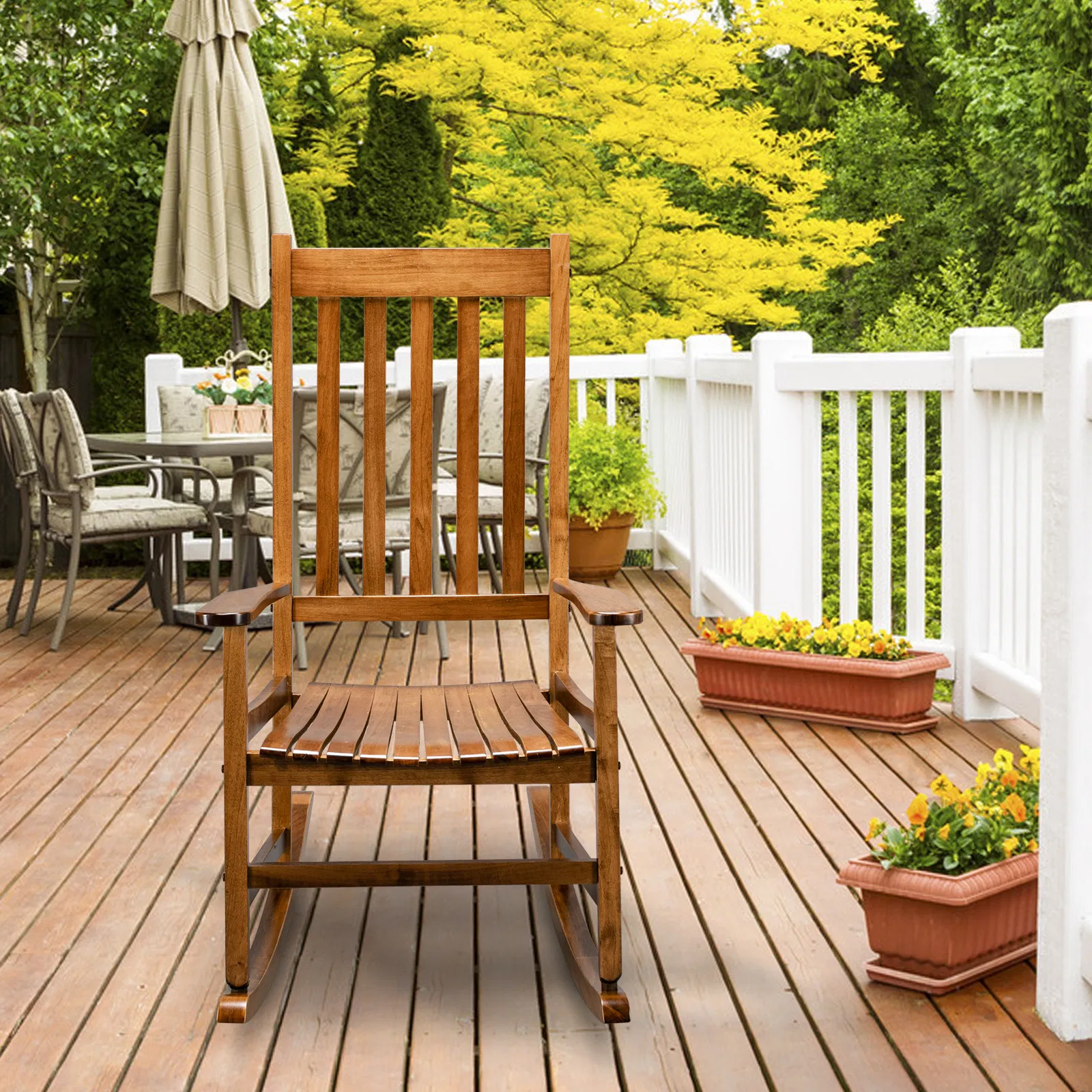 68.5*86*115CM Square Wooden Rocking Chair Original Color image 17