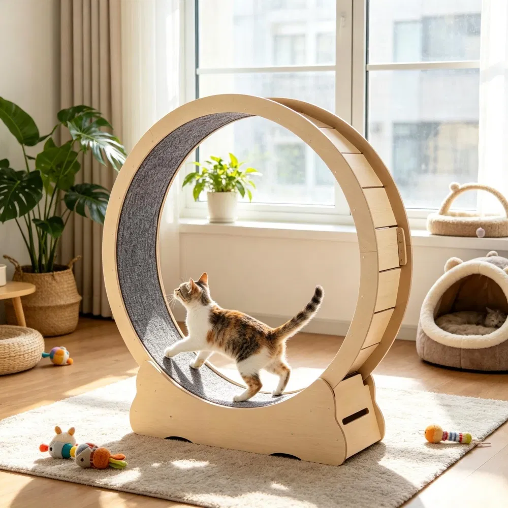 Wooden Cat Exercise Wheel