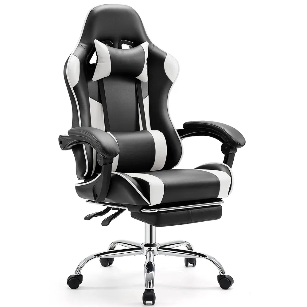 Video Game Desk Chair - Ergonomic Computer with Footrest and Comfy Lumbar Support, PU Leather Recliner with Headrest, Fixed Up Armrest, image 10