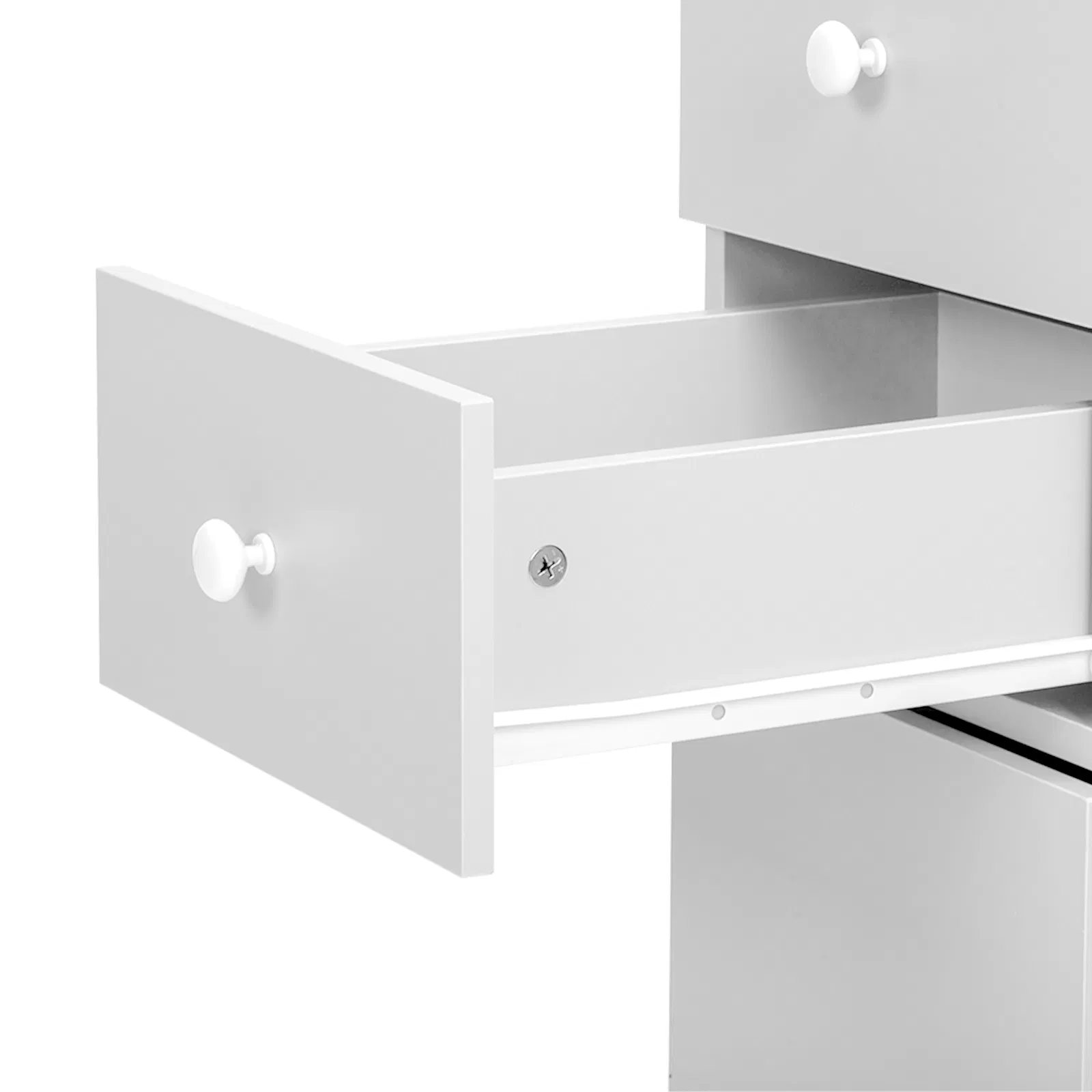 White MDF Folding Nail Desk with 2 Drawers, Cabinet Door & Storage Shelf image 9