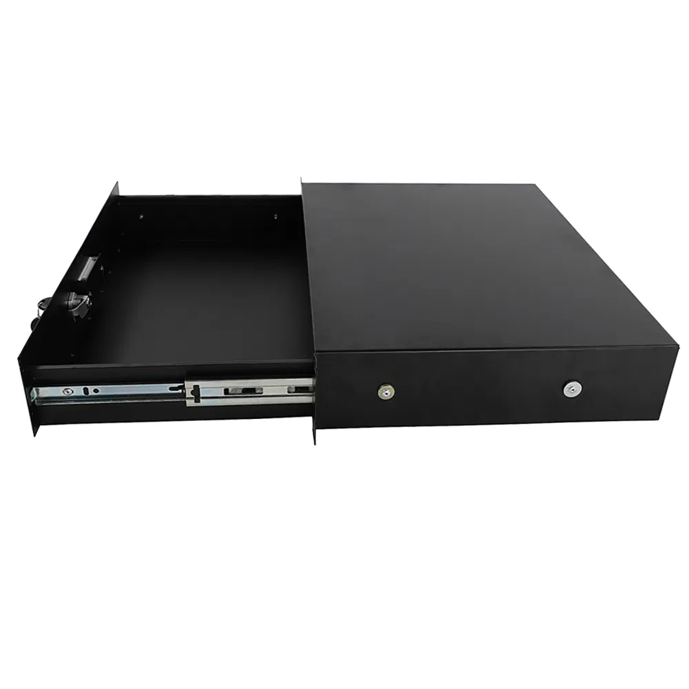 19" 2U Steel Plate DJ Drawer Equipment Cabinet with Keys Black image 6