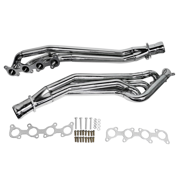 排气歧管 Stainless Steel Exhaust Header Set Polished for 2011-2016 Mustang GT 5.0L/V8-16
