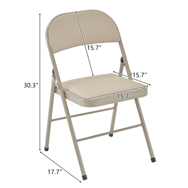 6pcs Elegant Foldable Iron & PVC Chairs for Convention & Exhibition  Light Brown-52