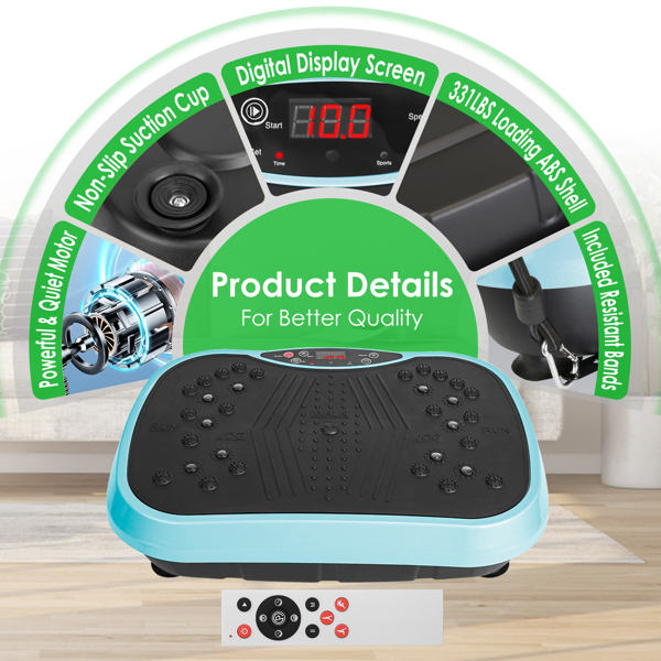 Vibration Exercise Machine With Resistant Bands Remote Control Whole Body Vibration Platform Workout Equipment Home Fitness Training Equipment For Weight Loss Fat Burner-18