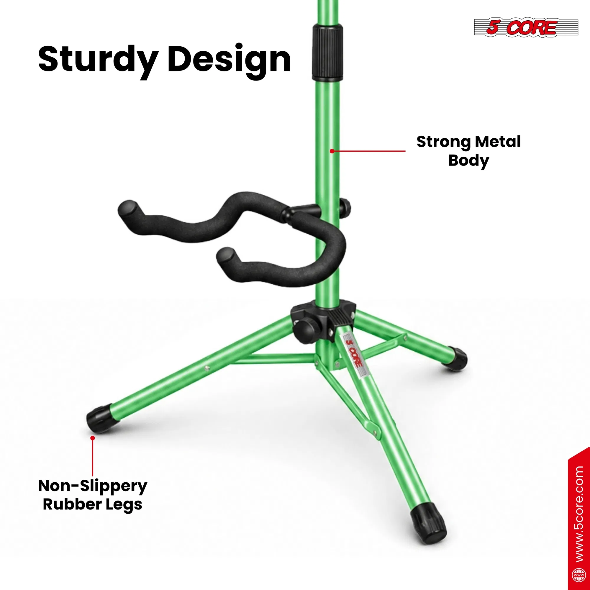 5 Core Guitar Stand Floor Adjustable Heavy Duty w Neck Holder for Acoustic Electric Classic Bass image 6