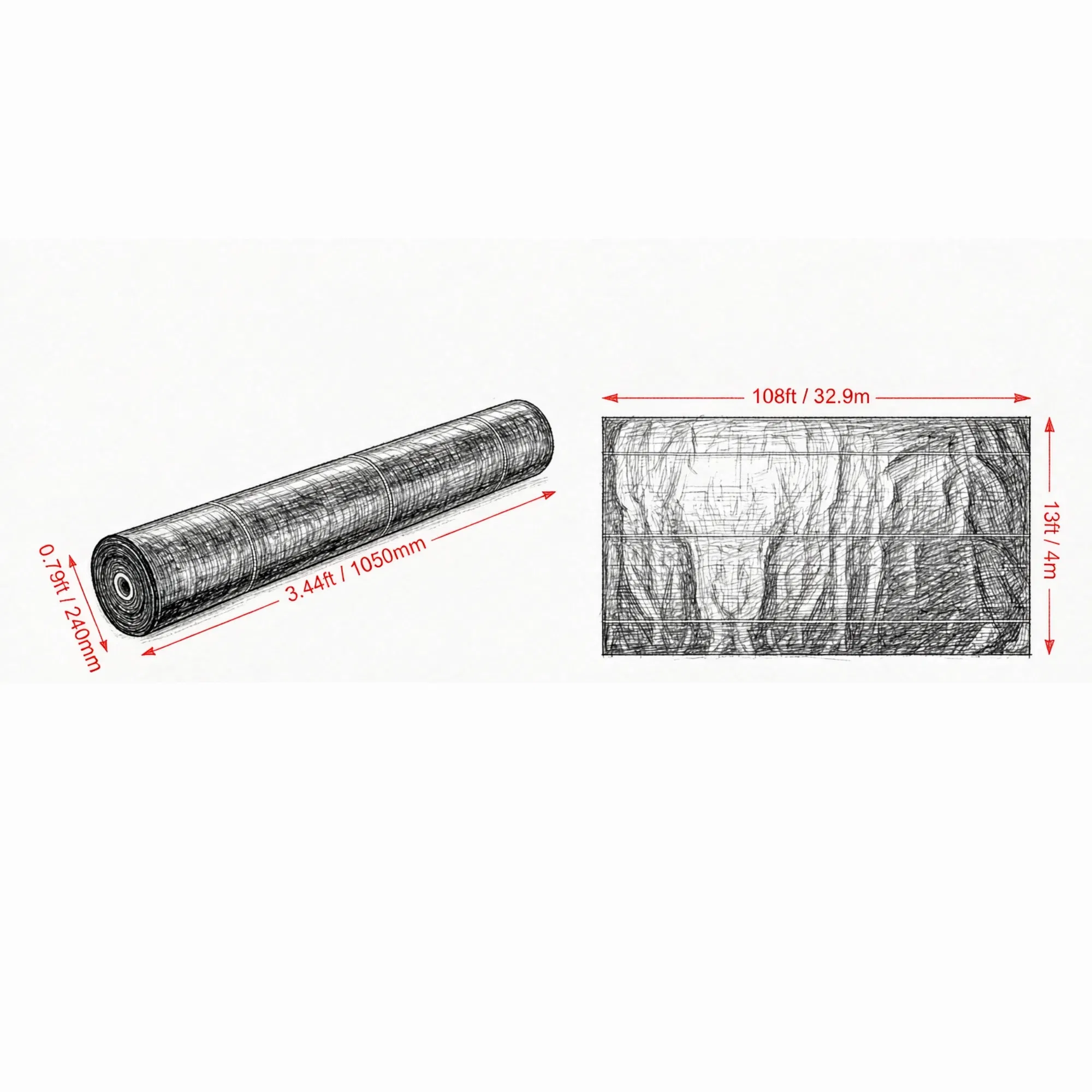 13FT x 108FT Heavy Duty Weed Barrier Fabric