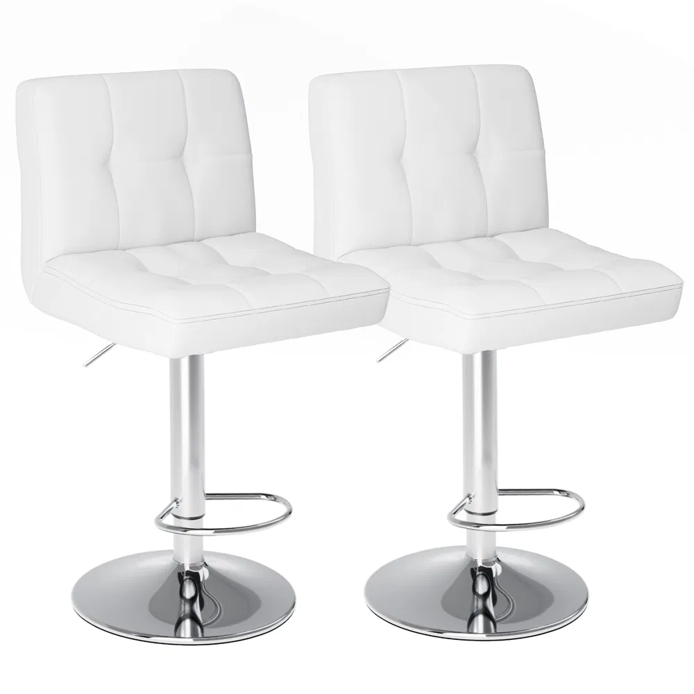 Bar Stools Set of 2, Counter Height Barstools,Square Seat Cushion Barstool with Back, Height Adjustable PU Leather Swivel Barstool image 7