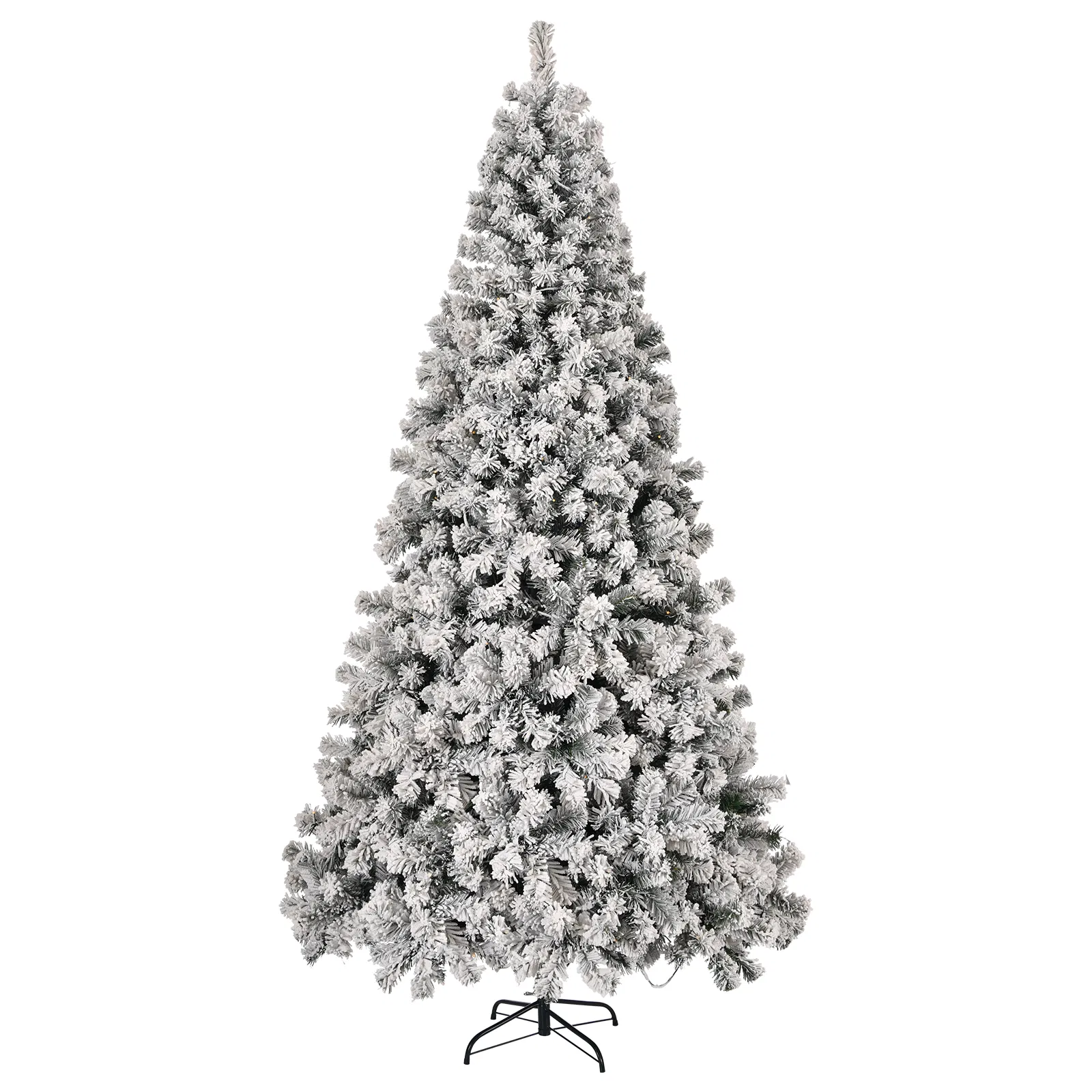 8 FT Pre-lit Snow Flocked Christmas Tree, Artificial Hinged Xmas Pine Tree with 1300 Branch Tips, 500… image 6