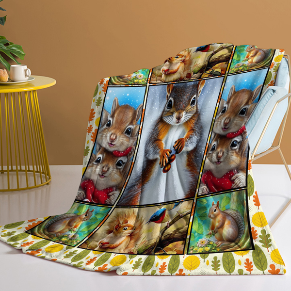 Cartoon Squirrel Flannel Blanket - Soft, Scenic, Lightweight, Suitable for Sofa, Office, Bed, Nature, Travel - Multi-functional Four-season Gift, Variety  60*80 (temu can only be self-picked up)-12