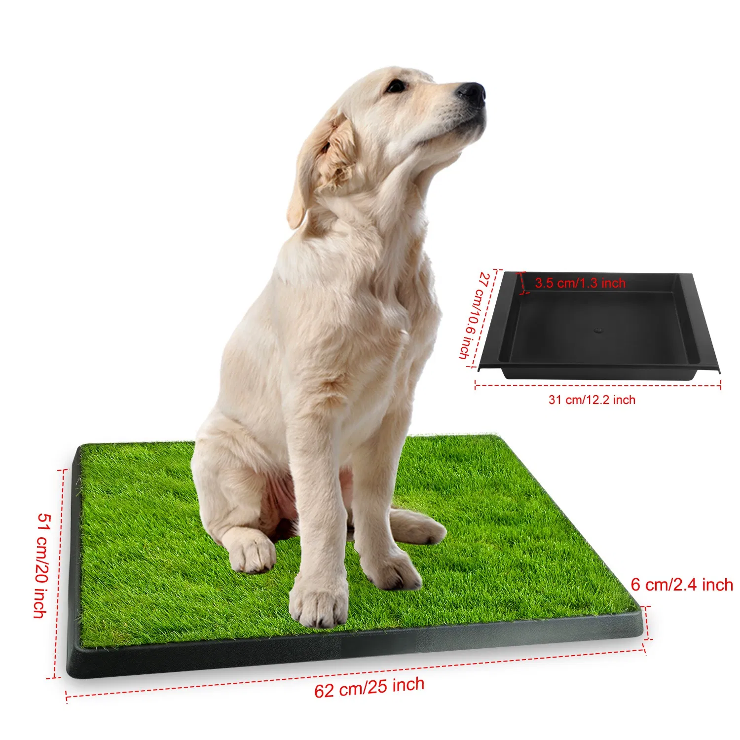 25"×20" Dog Toilet Indoor Puppy Training Pad, Dog Potty Pet Training Grass Mat, Removable Waste Tray for Easier Clean Up, Artificial Turf — image 1