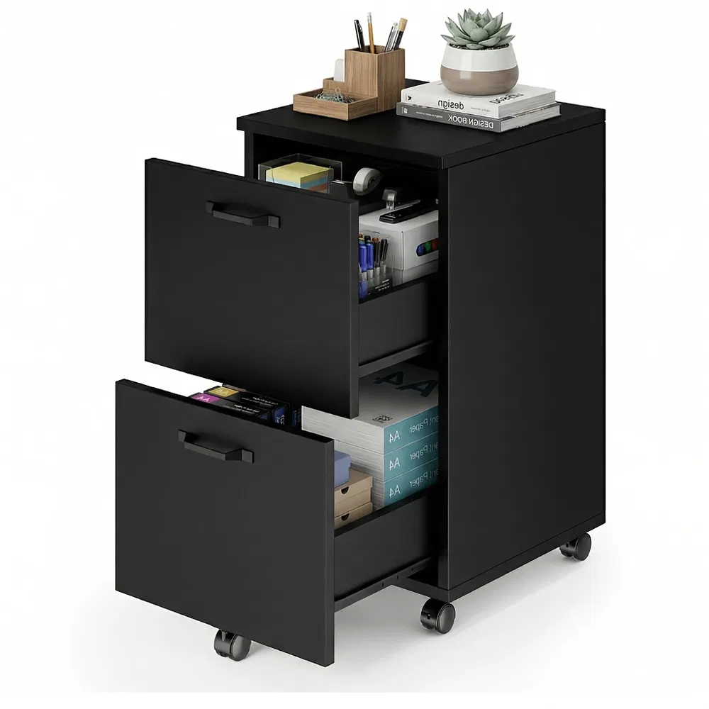 Rolling Wood Filing Cabinet, picture 5 of 6