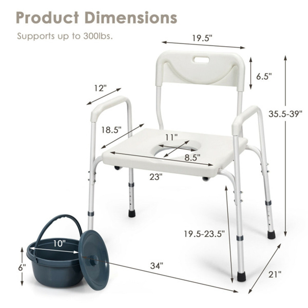3-in-1 Heavy-Duty Commode Chair (34