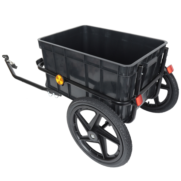 2-in-1 Bike Cargo Trailer Pushcart, Bicycle Trailer with Removable Box and Waterproof Cover, Black, Pushcart Stroller with Tow Hitch and Removable Handlebar, black -60