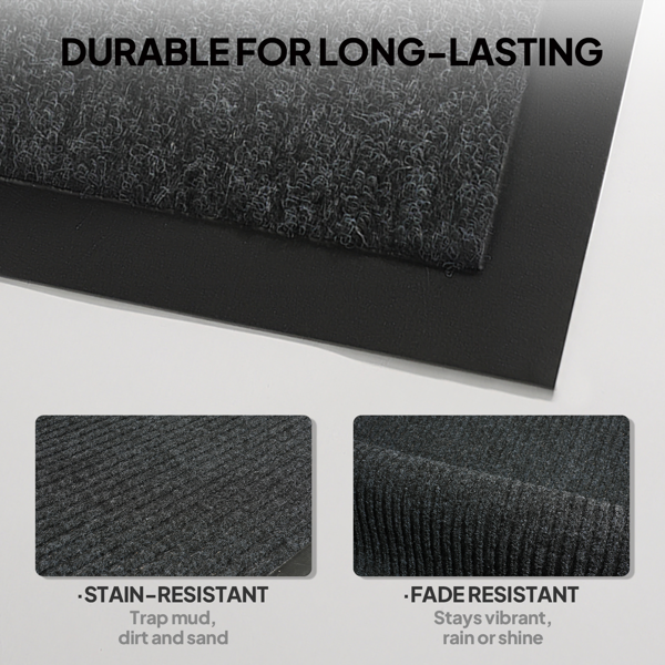 1PC Dark Gray PVC Composite Commercial Entrance Mat, 90x150x0.7cm, Extra-Long Heavy-Duty Floor Protection-12