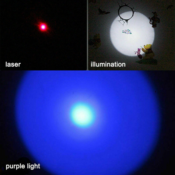 2PCS 3 in1 1mw USB Rechargeable Pet Toy Pen Flashlight Red laser Beam UV Light 3-Modes Lamp-24