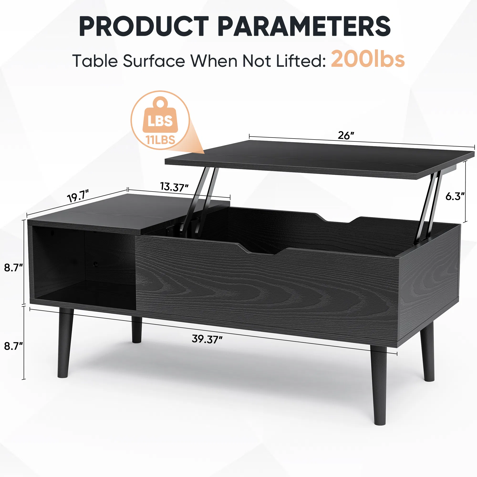 Lift Top Coffee Tables For Living Room 39.37"x19.7" Desk Tea Wood Dining Tables Adjustable Storage Shelf Easy Lift Or Lower image 2