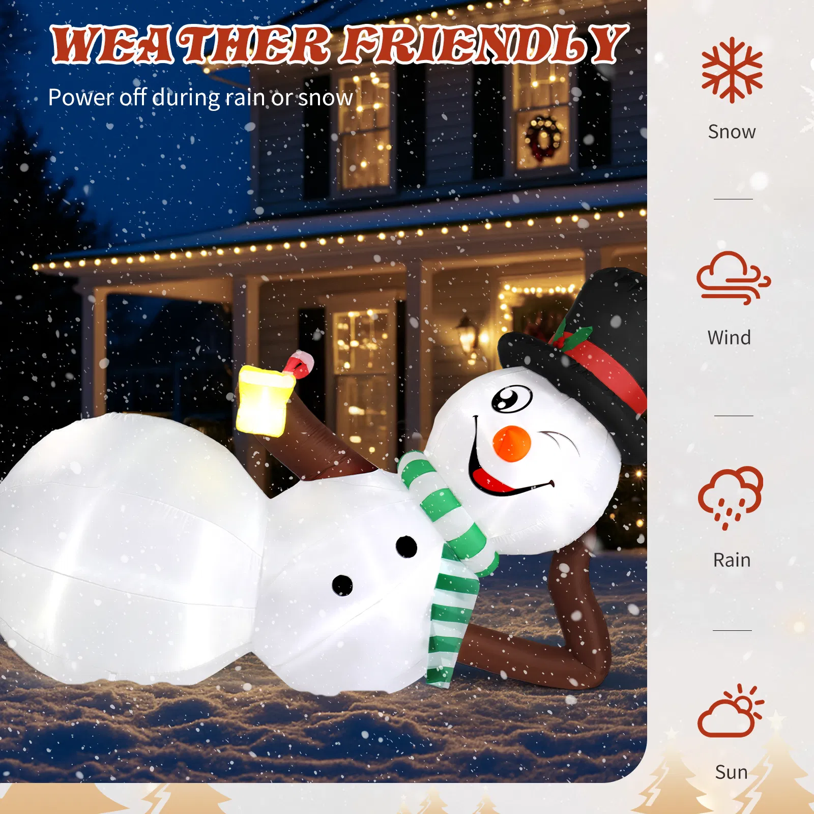 9.8 FT Lighted Christmas Inflatable Decoration, Large Inflatable Lying Snowman, Funny Blow Up Yard… image 8