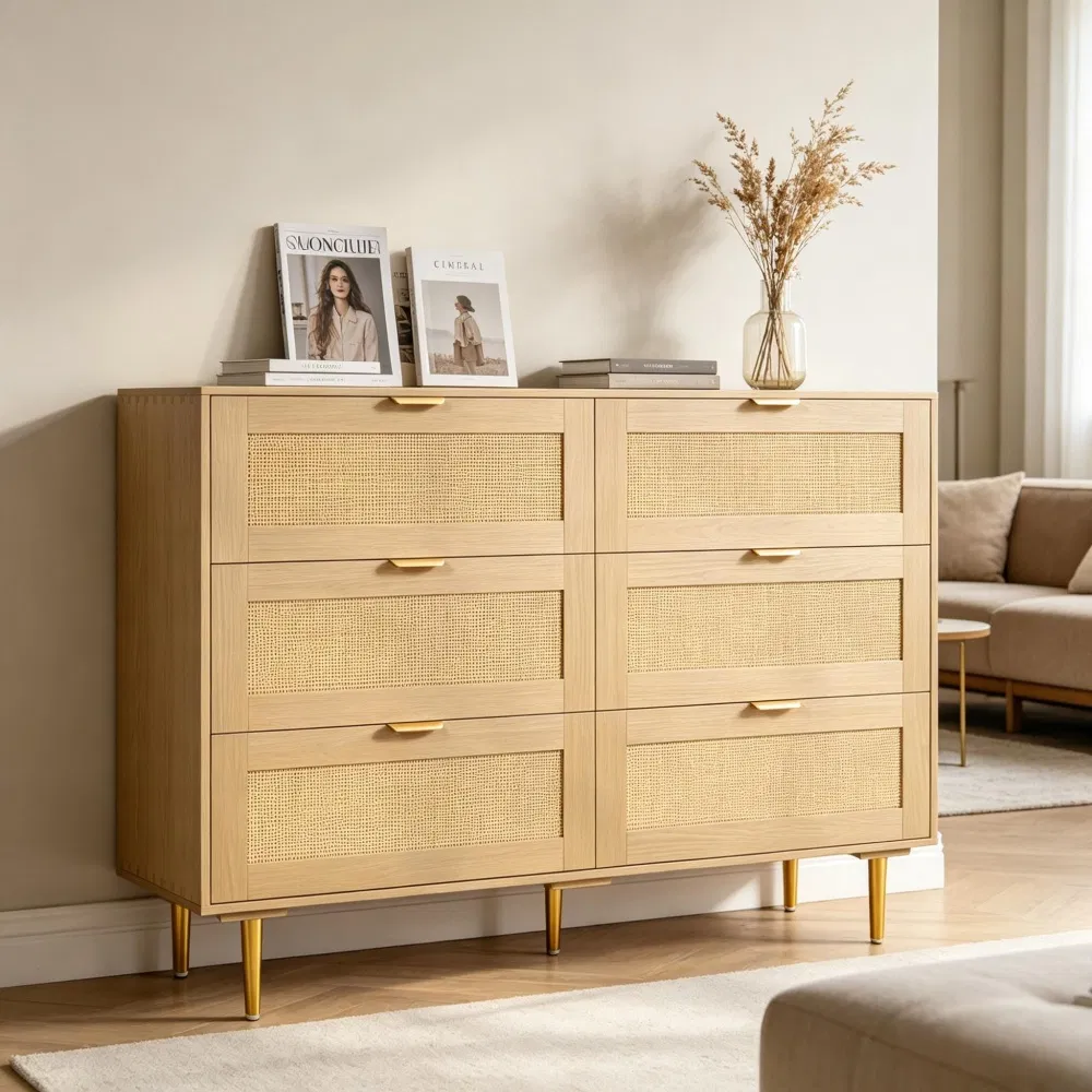 Rattan Storage Cabinet with 6 Drawers, picture 3 of 5