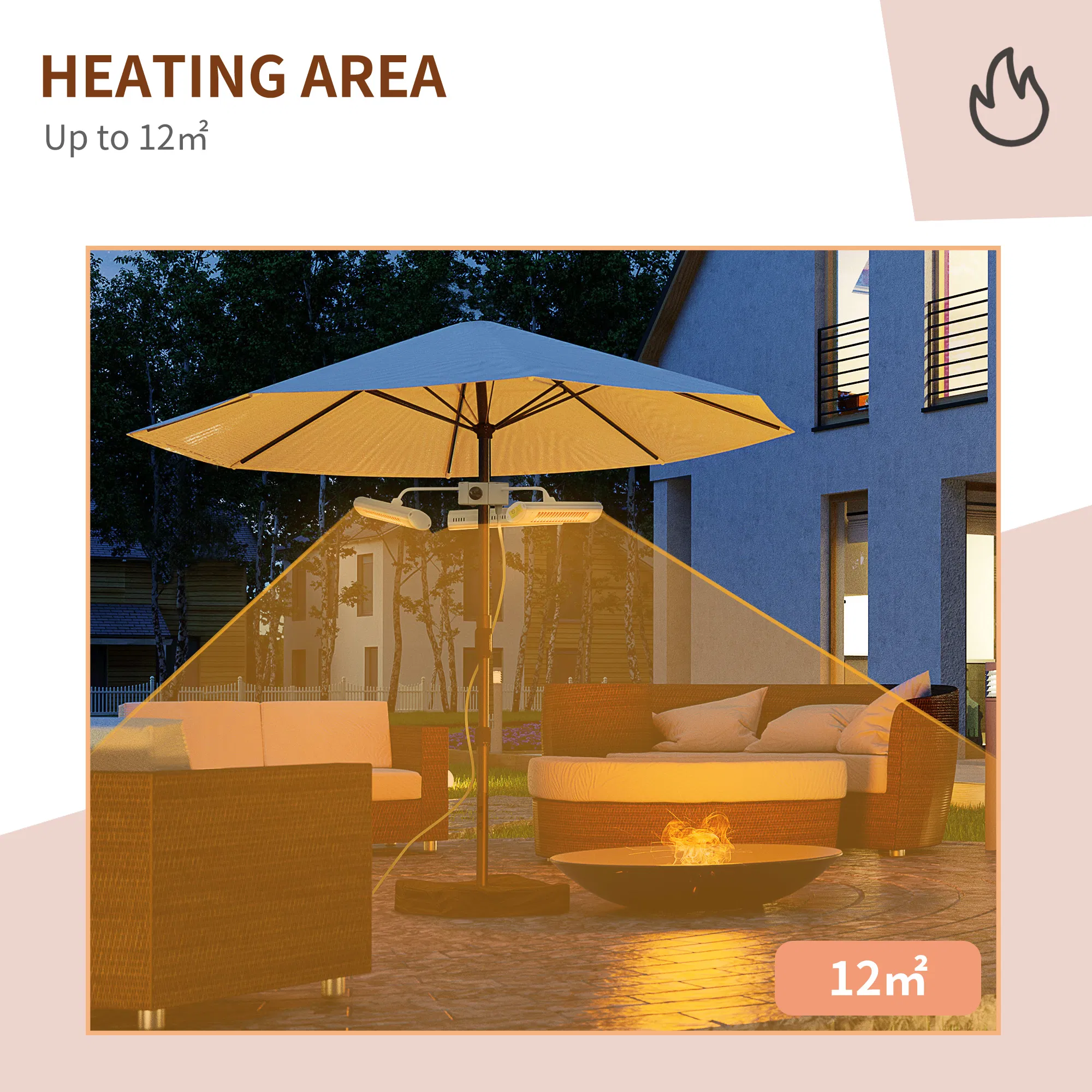 Electric Patio Heater with 3 Heating Panels and Ultra-low Glare β photo 3