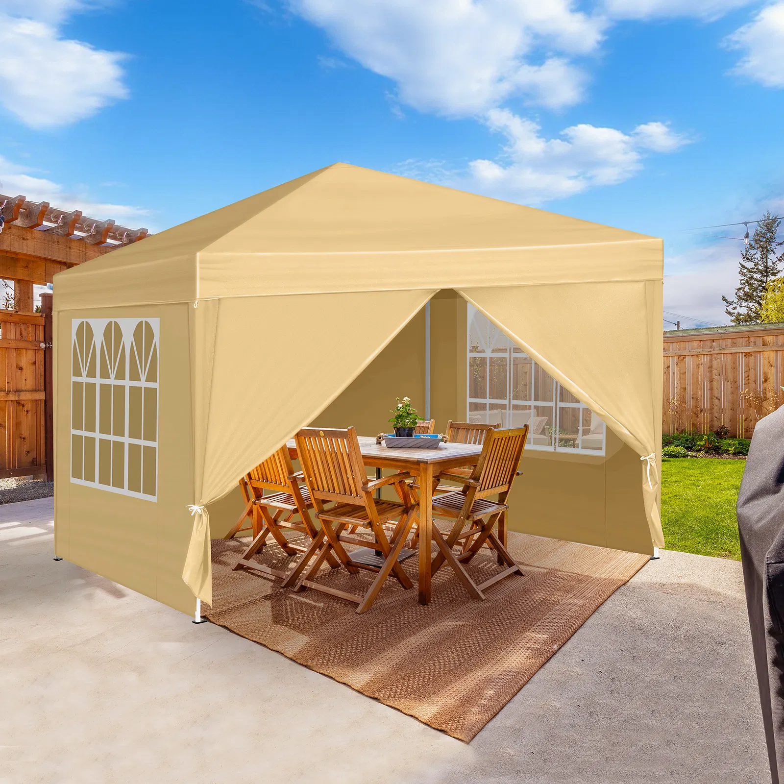 3 x 3m Two Doors & Two Windows Practical Waterproof Right-Angle Folding Tent Khaki image 16