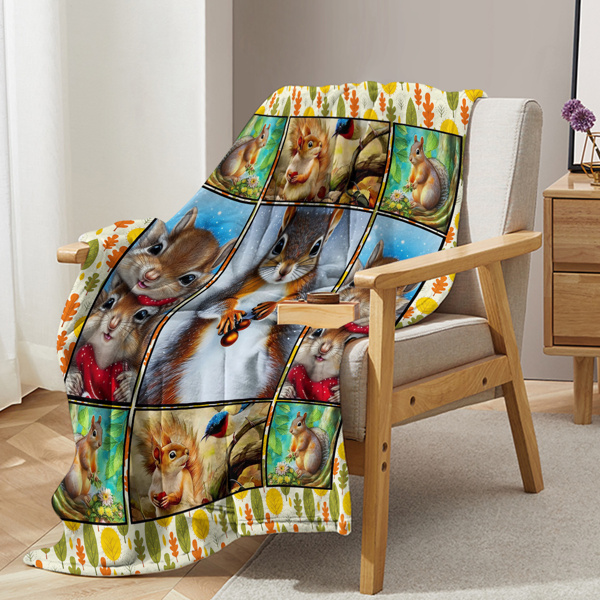 Cartoon Squirrel Flannel Blanket - Soft, Scenic, Lightweight, Suitable for Sofa, Office, Bed, Nature, Travel - Multi-functional Four-season Gift, Variety  60*80 (temu can only be self-picked up)-19