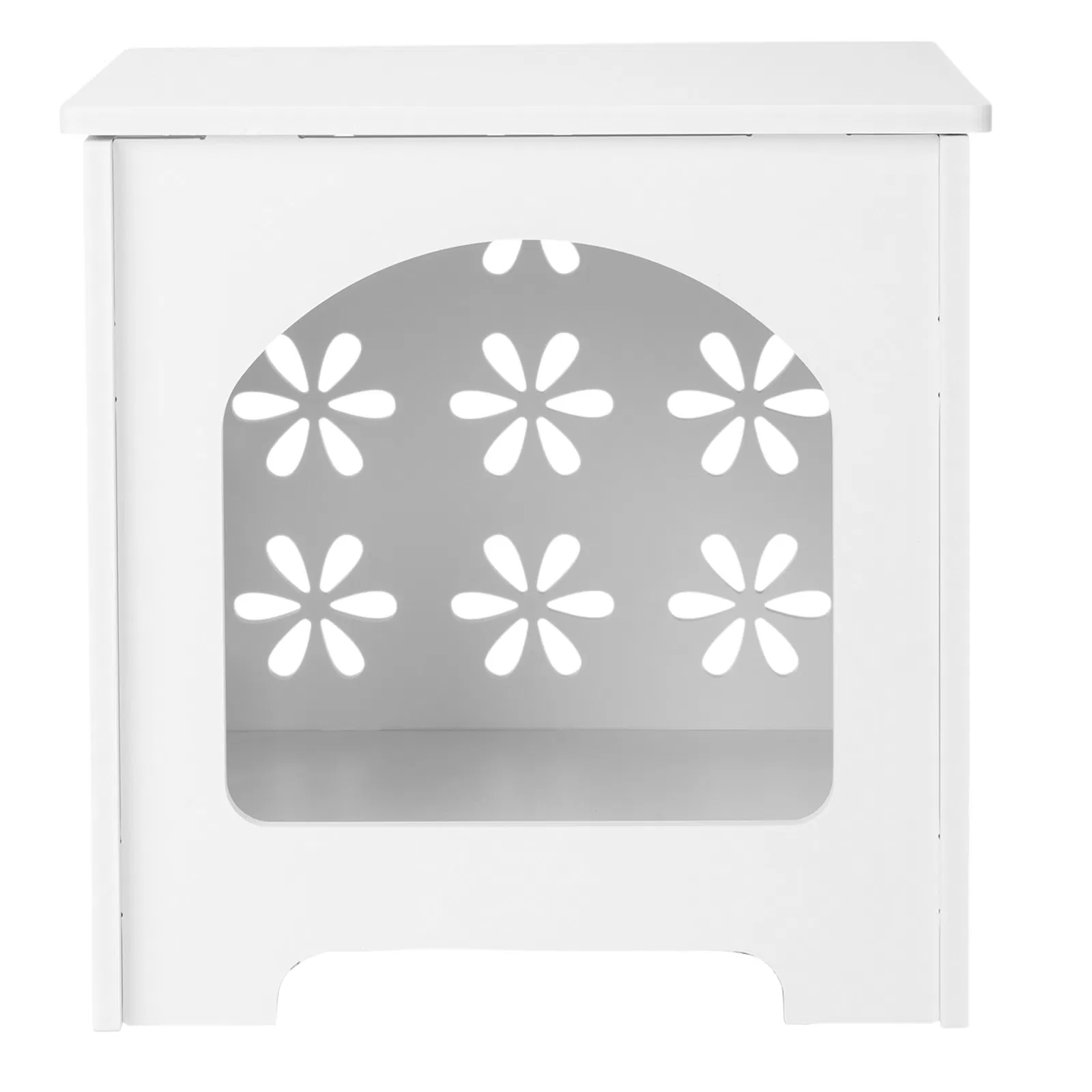 Side Table with Storage, Nightstand End Table with Floral Design, Modern Arch Opening Bedside Table for… image 2