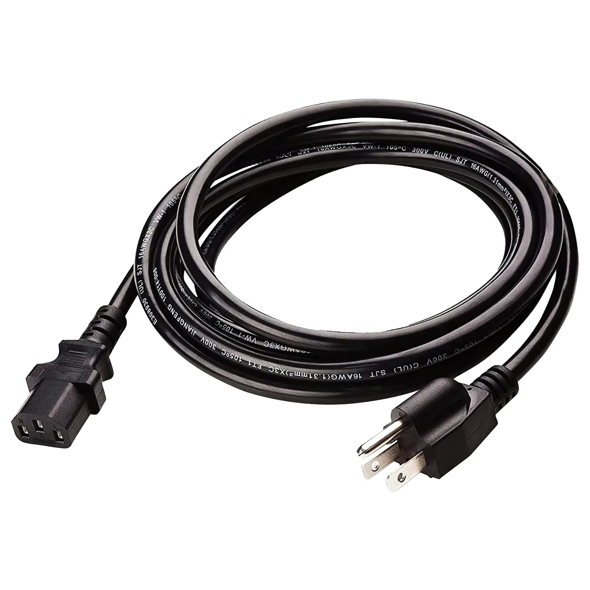 5 Core AC Power Extension Cord 10Ft 3 Prong Adapter 16AWG/2C 125V 13A US Polarized Male to Female - PC 1002