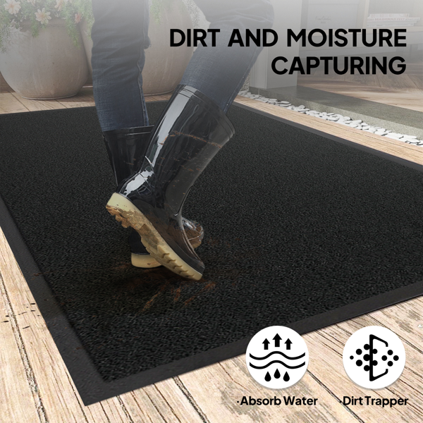 1PC Black PVC Composite Commercial Entrance Mat, 90x150x1.2cm, Extra-Long & Thick Heavy-Duty Floor Protection-13
