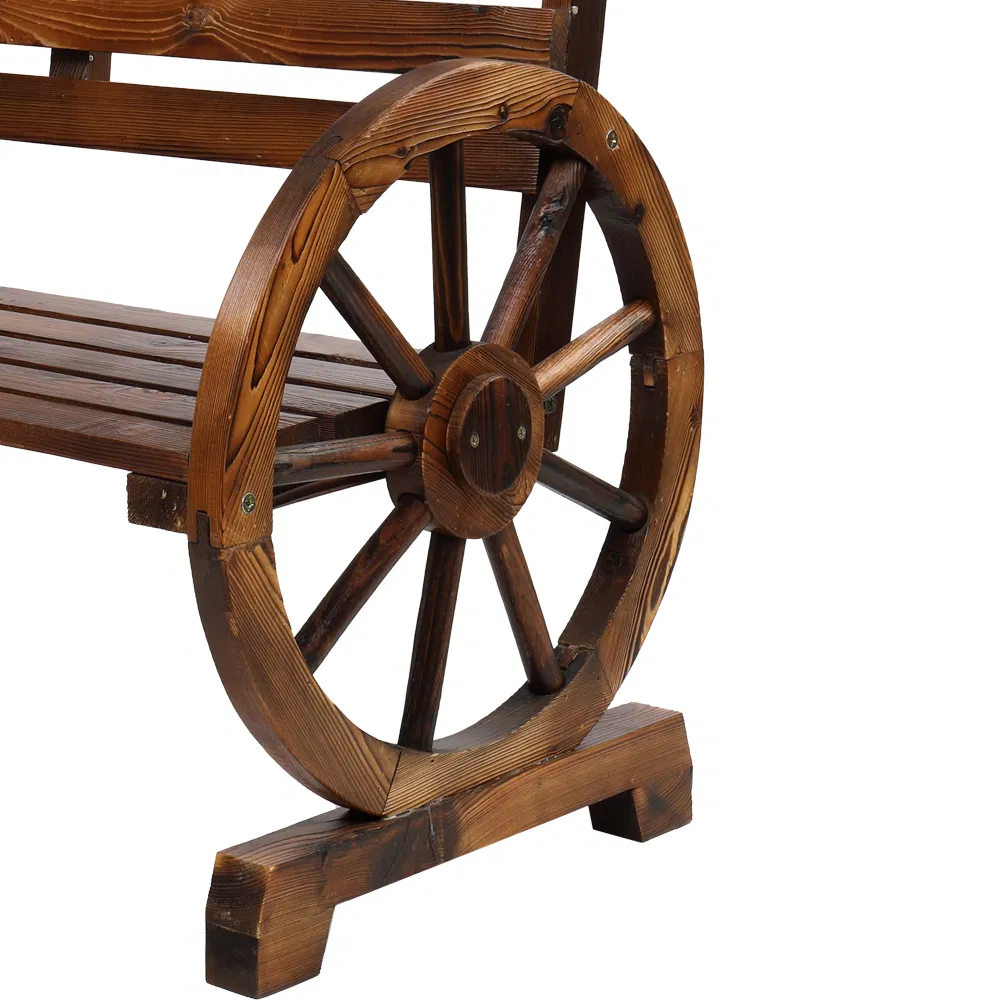 Wooden Wagon Wheel Bench