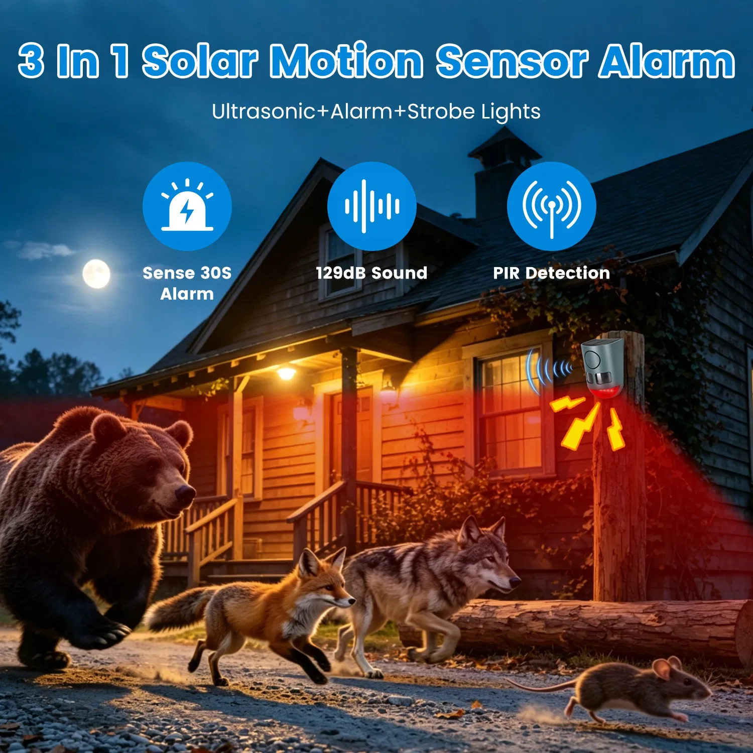 3-In-1 Ultrasonic Solar Animal Repeller Motion Activated Animal Repellent image 7