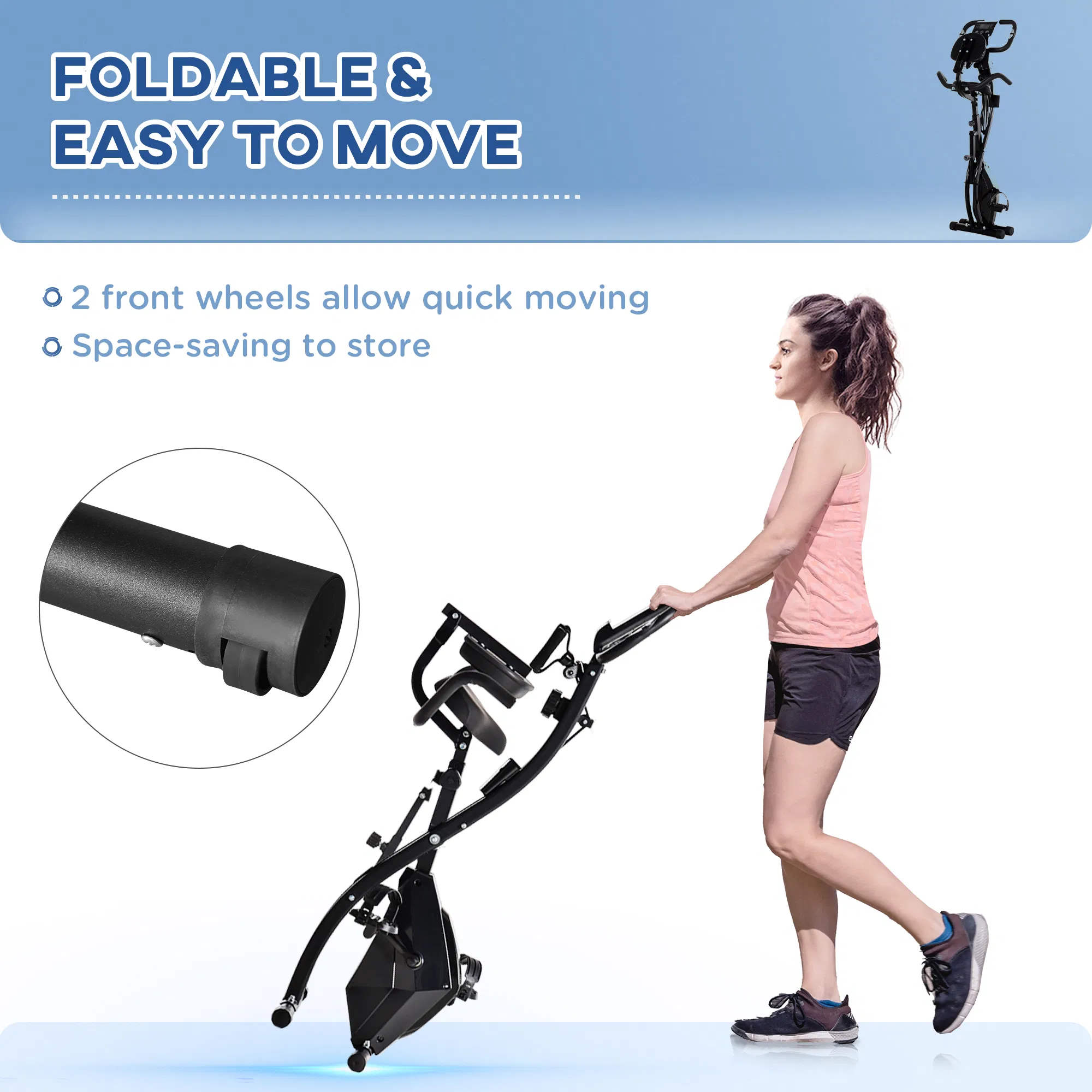 3 in 1 Folding Exercise Bike — Foldable Stationary Bike — photo 3