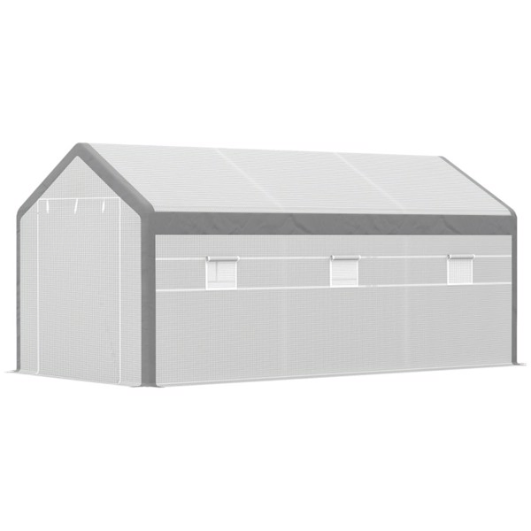 20'x10'x 9'带卷帘门的步入式温室-白色-AS-8