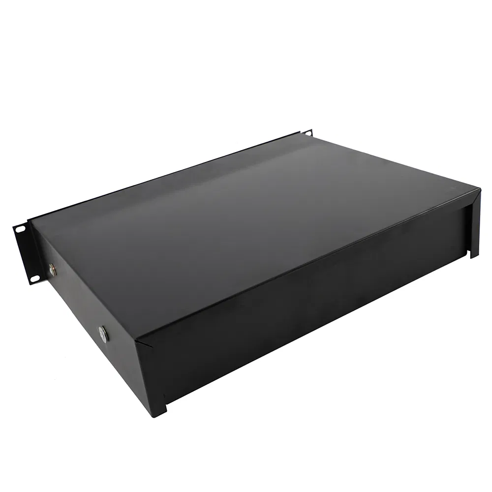 19" 2U Steel Plate DJ Drawer Equipment Cabinet with Keys Black image 12