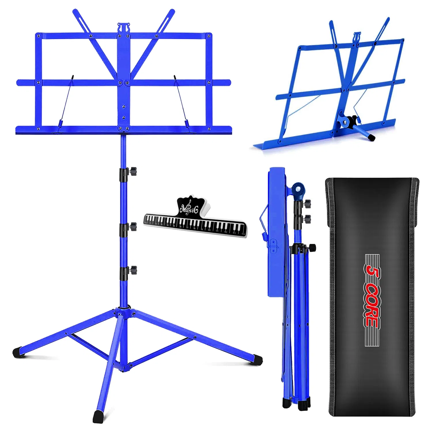 5Core Music Stand For Sheet Music Portable Tripod Adjustable Folding Note Holder