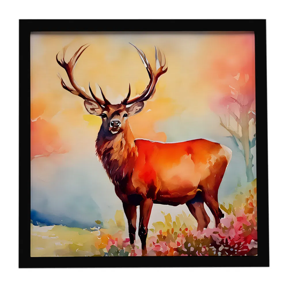 Deer Stag Framed Metal Print, 8x8, picture 3 of 3