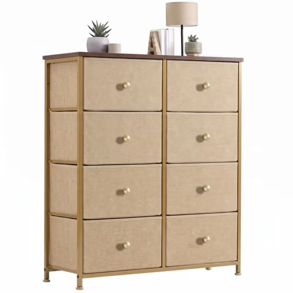 8-Drawer Fabric Dresser with Solid Wood Top, Tall Storage Chest for Bedroom, Living Room, Or Entryway, Ideal As a Tower Cabinet, Hallway Organizer image 8