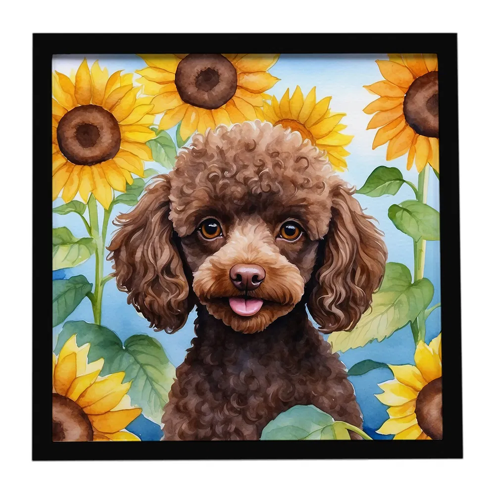 Framed Metal Print, Poodle in Sunflowers, picture 4 of 4