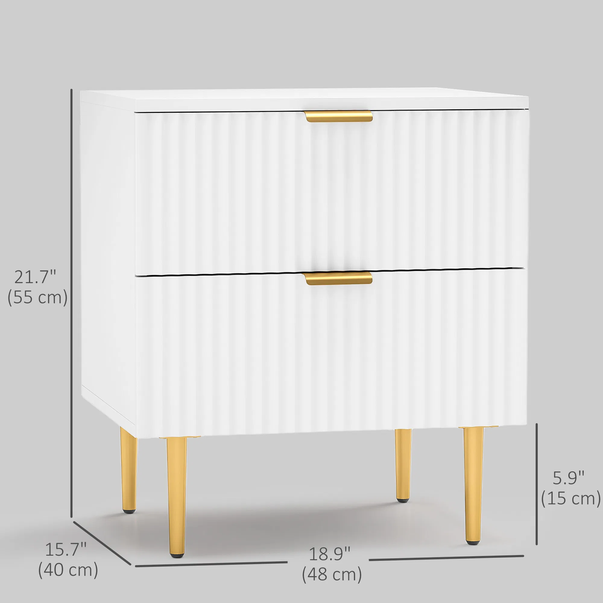 White Nightstand with 2 Drawers, picture 3 of 5