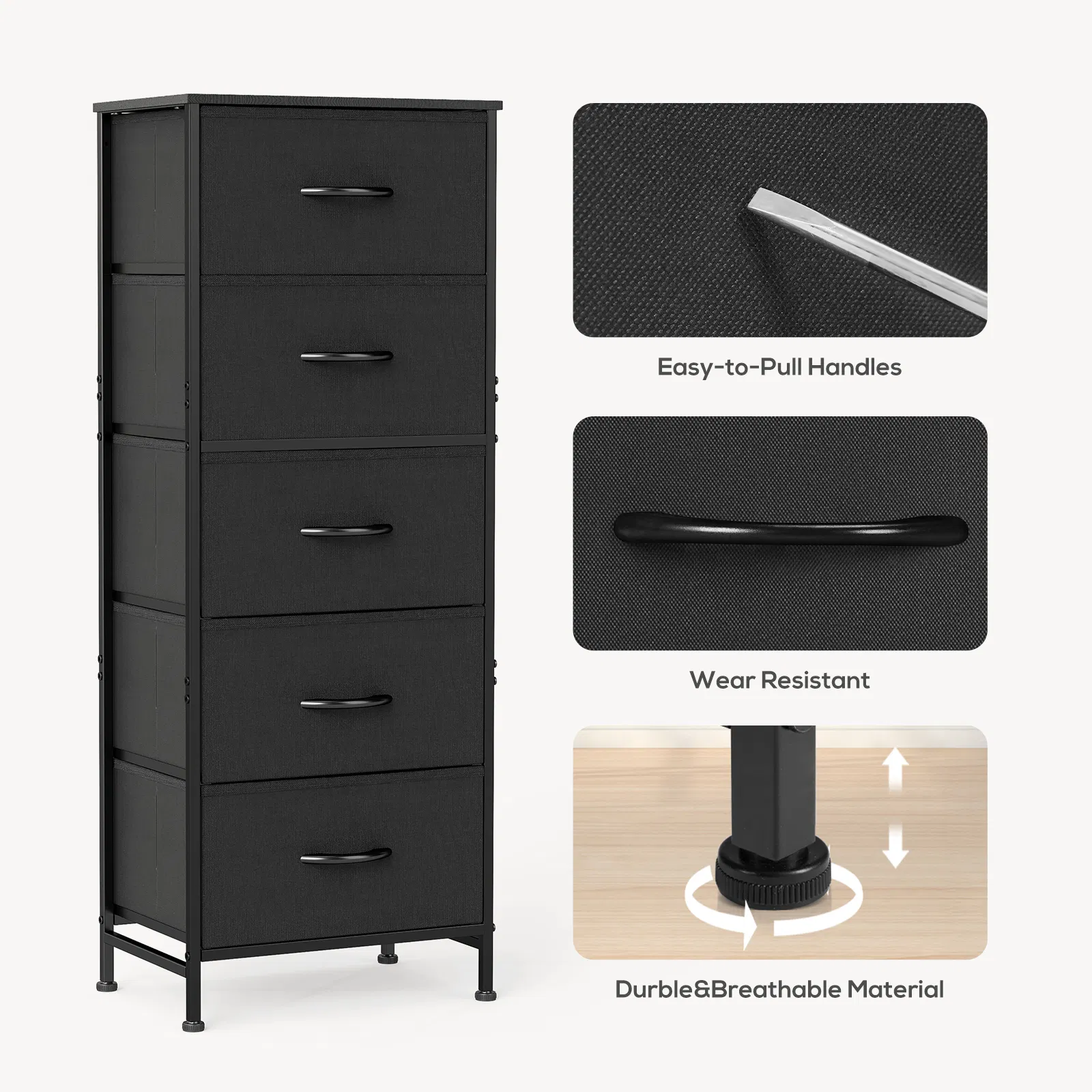 5 Drawer Fabric Dresser, picture 4 of 7