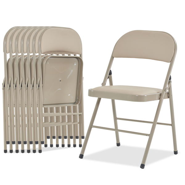 6pcs Elegant Foldable Iron & PVC Chairs for Convention & Exhibition  Light Brown-64