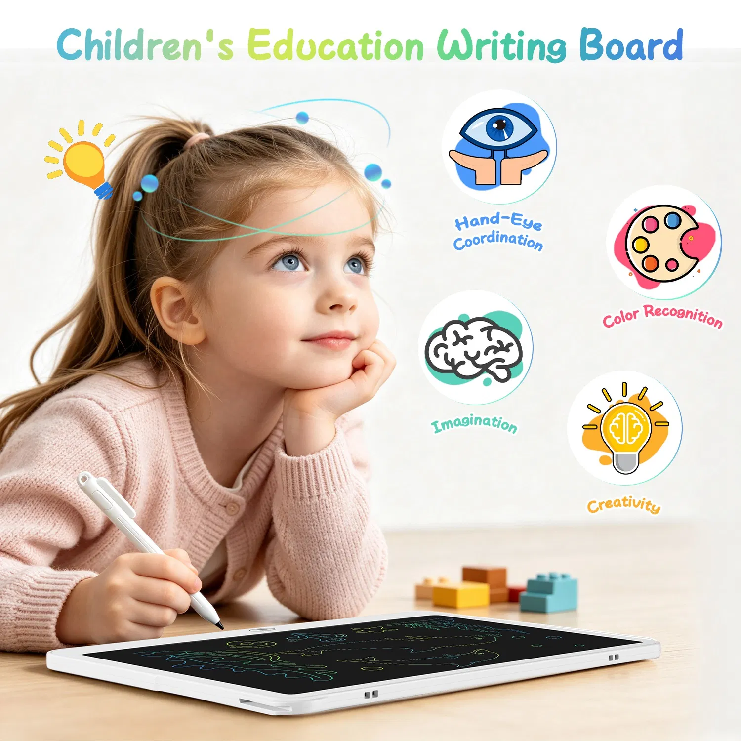 LCD Writing Tablet for Kids, Reusable Doodle Board image 3