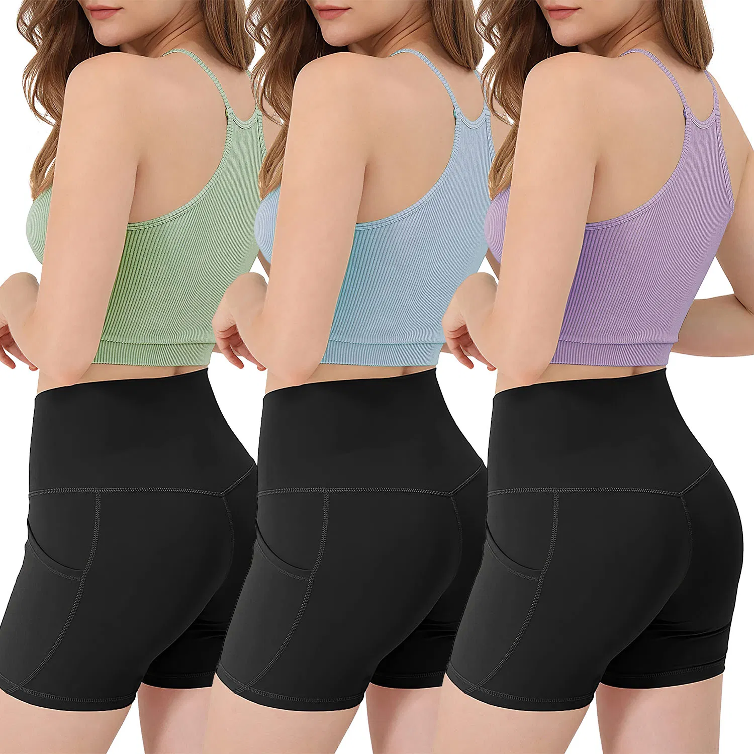 3 Pack Women Crop Basic Tank Top Ribbed Knit Sleeveless Round Neck 9 Color Machine Wash Summer Crop S to XL image 9
