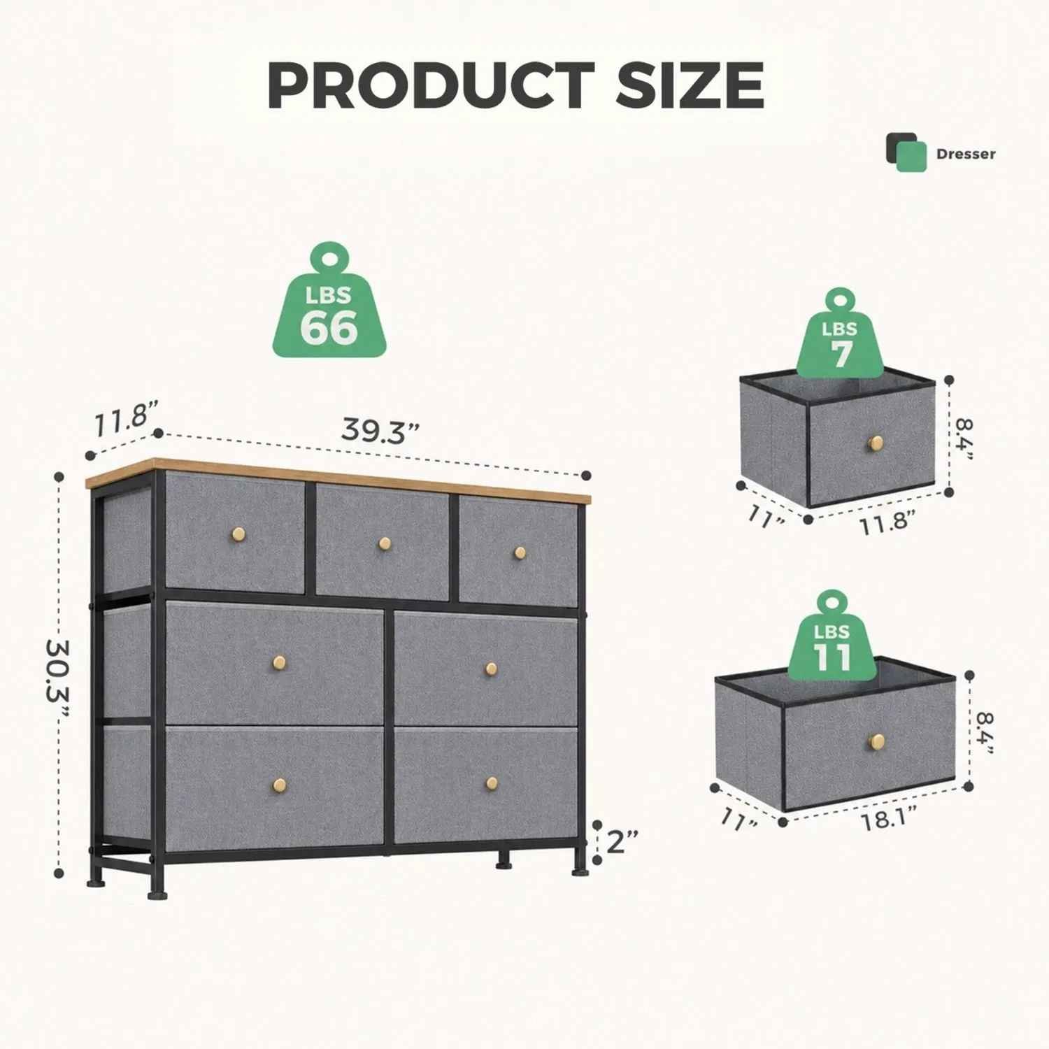 7-Drawer Fabric Dresser, picture 3 of 7