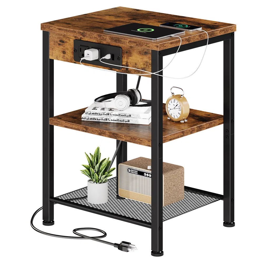 Charging Side Table with Adjustable Shelves, picture 6 of 8