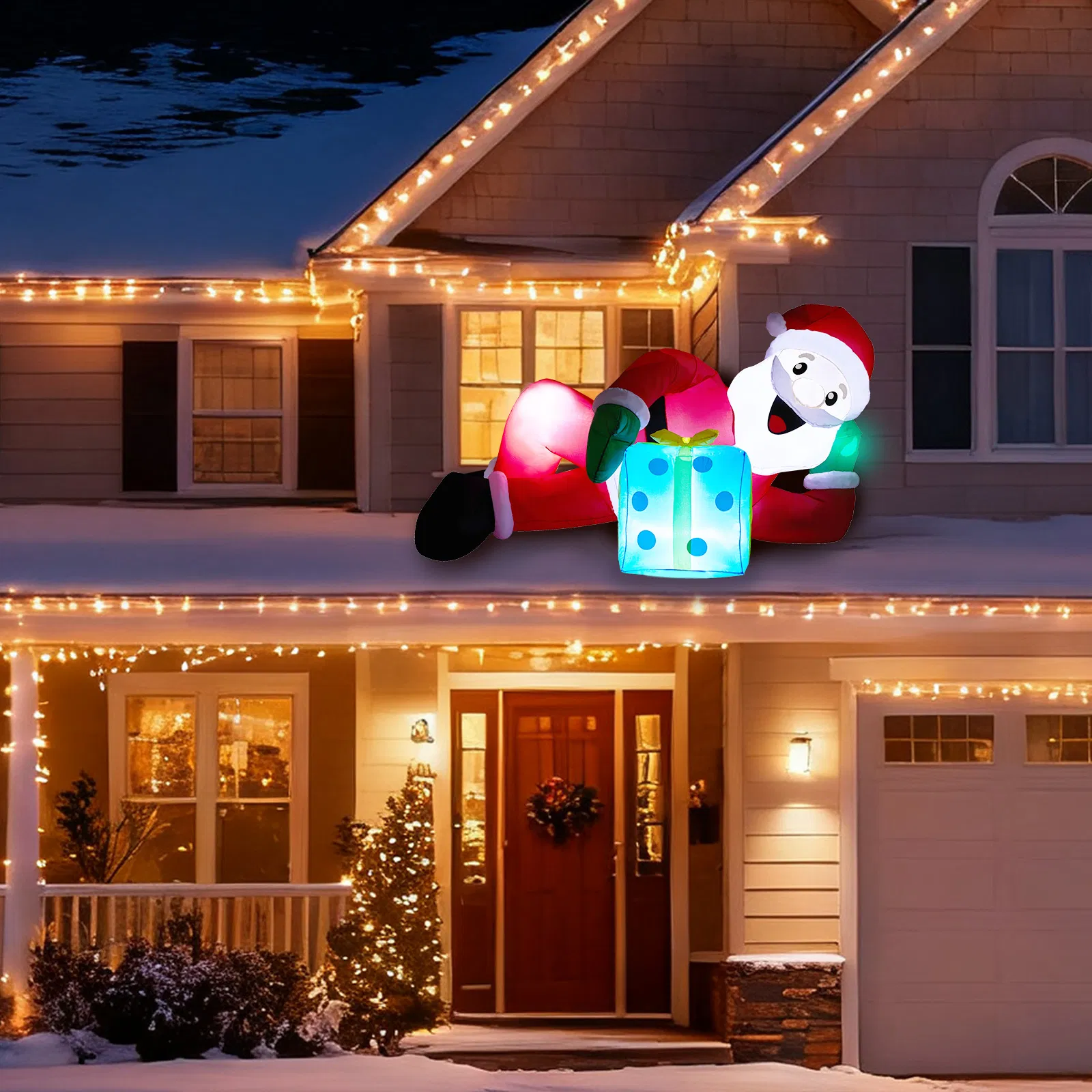 7FT Lighted Christmas Inflatable Decoration, Inflatable Santa Lying on Floor, Funny Blow Up Yard Decorations with Built-in LED Lights for Holiday Party Front Yard Lawn Garden Decor image 11