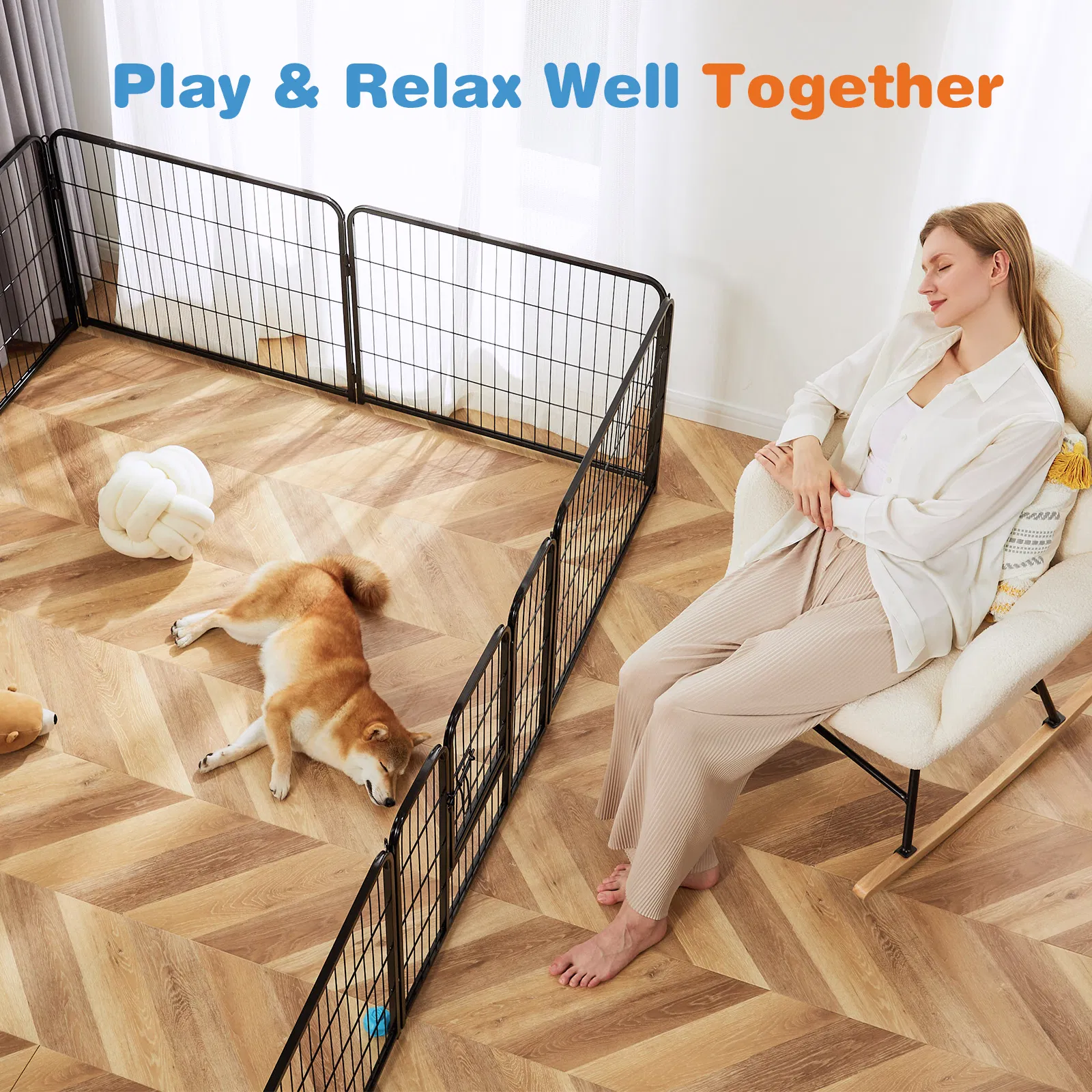Dog Playpen Indoor Fence Height Metal Exercise Pen with Door Small Puppy/Medium/Large Dogs Animal Pet for Outdoor, Garden, Yard image 6