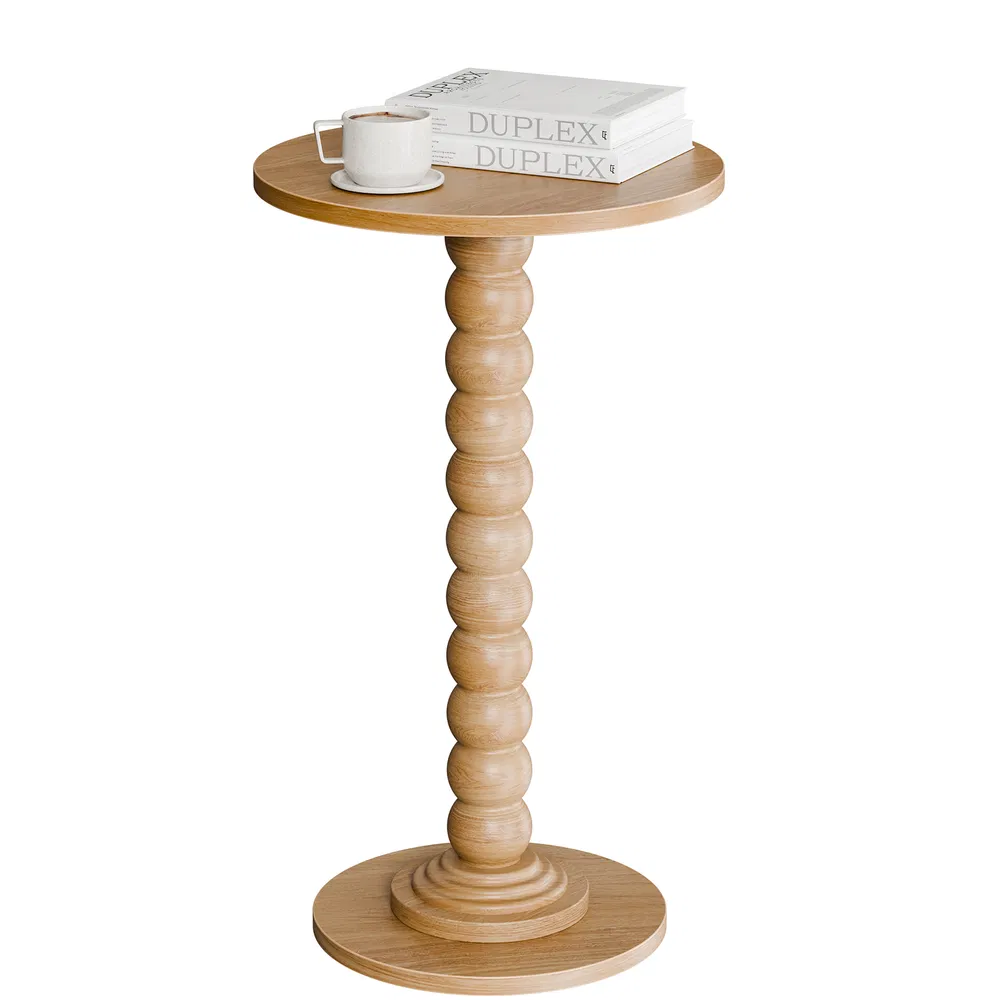Round side table, equipped with solid wood legs, suitable for use as a multi-functional beverage table in living rooms, bedrooms and corners. image 11